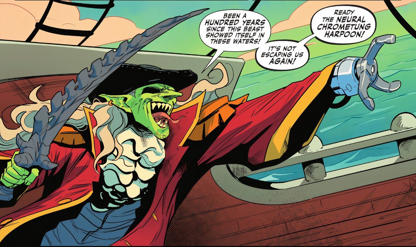 Sinister Sons #4, o líder goblin do "sites piratas," Os vilões interestelares da DC.