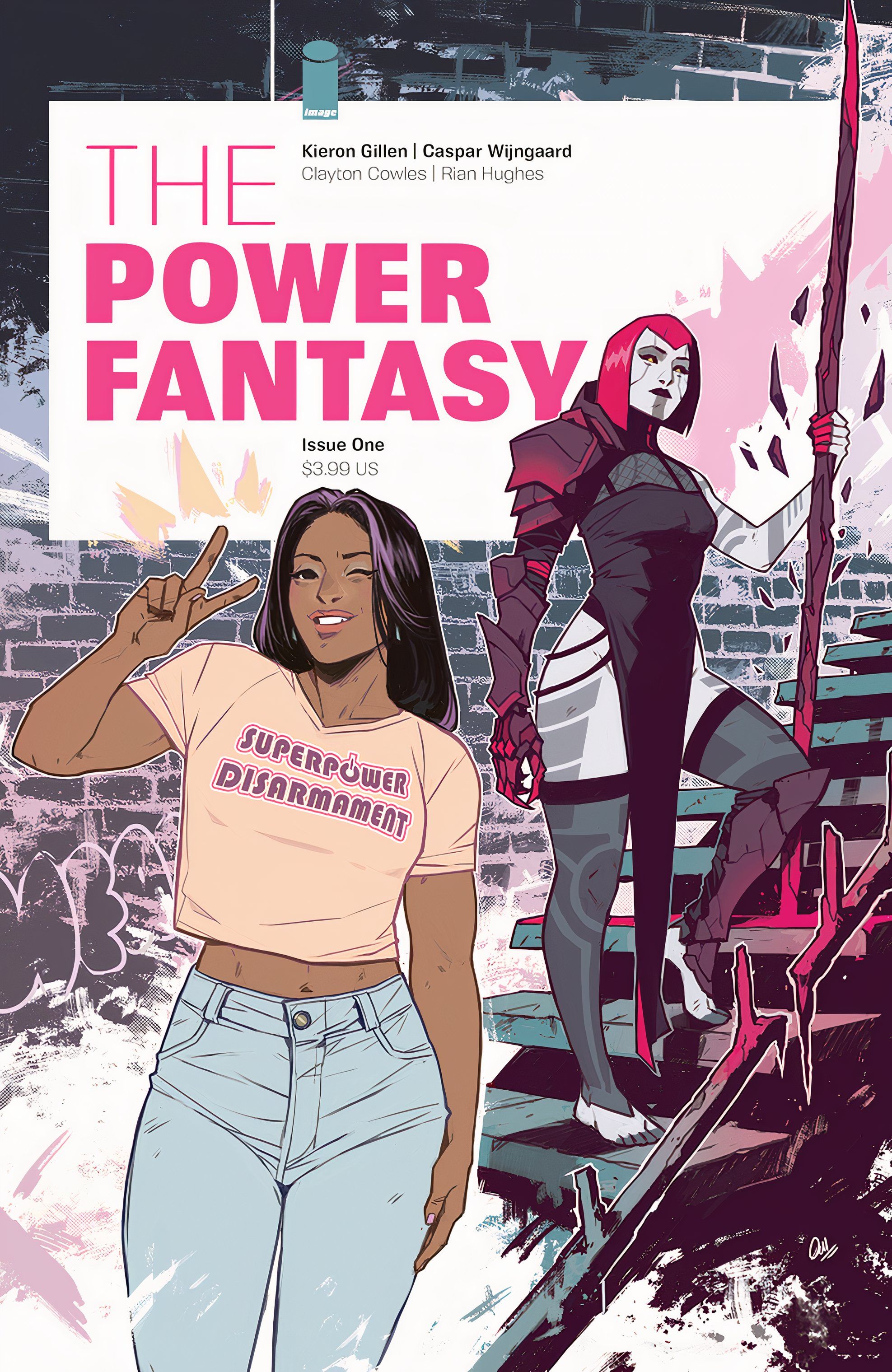 The Power Fantasy #1 cover, featuring two superpowered characters
