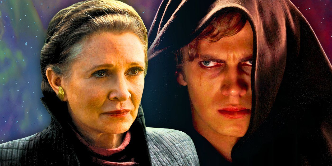 Carrie Fisher's Leia Organa portrays strength, edited with Hayden Christensen's fallen Anakin Skywalker