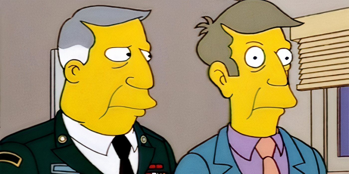 The Simpsons The Principal and Pauper The Skinner stand next to each other