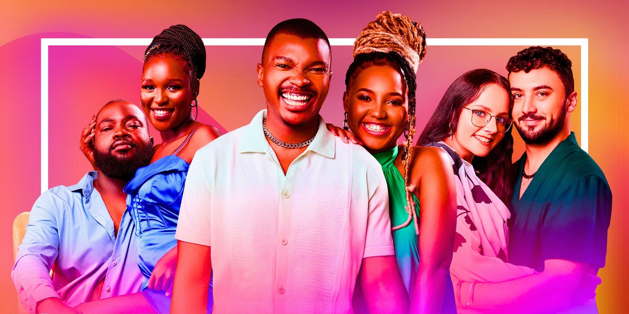 The Ultimatum South Africa Season 1 casts with Thabi & Genesis infront while Ruth & Isaac, Courtney & Aiden are at the back