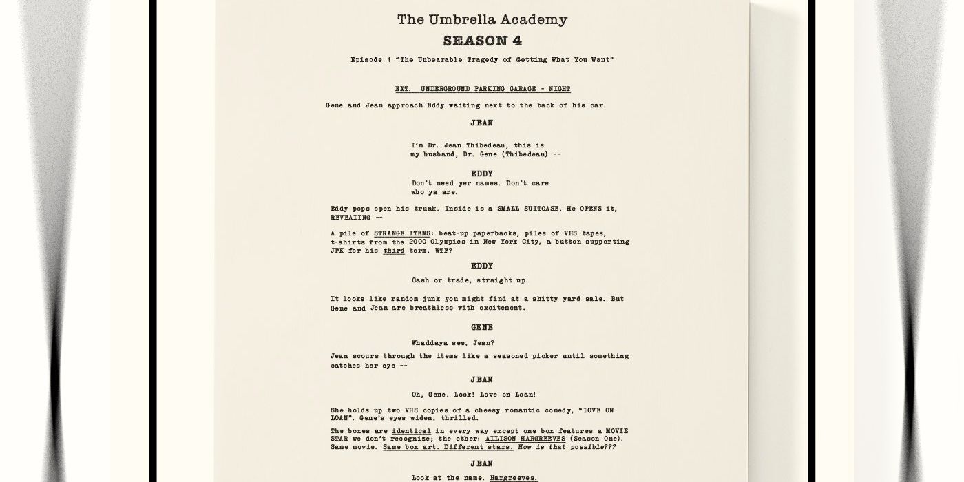 The Umbrella Academy season 4 script page