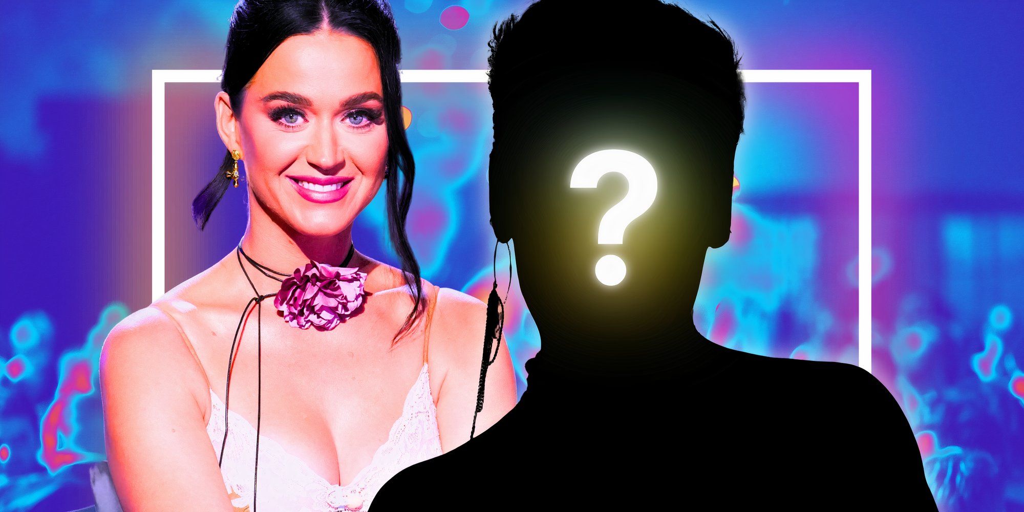 American Idol's Katy Perry smiles next to a silhouette of Pink.