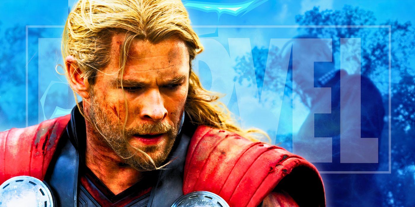 Custom image of Thor looking disheveled on a blue background with Marvel logo