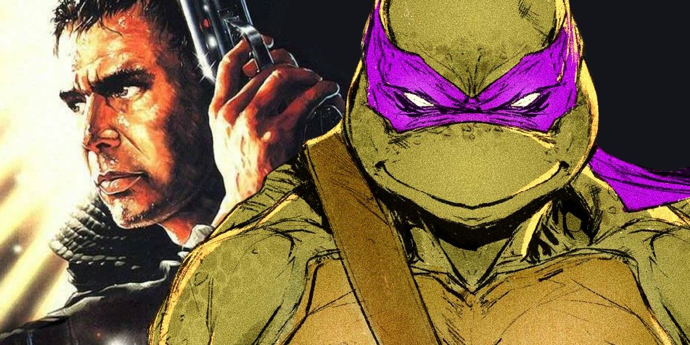 DONATELLO DA TMNT COM BLADE RUNNER NO FUNDO