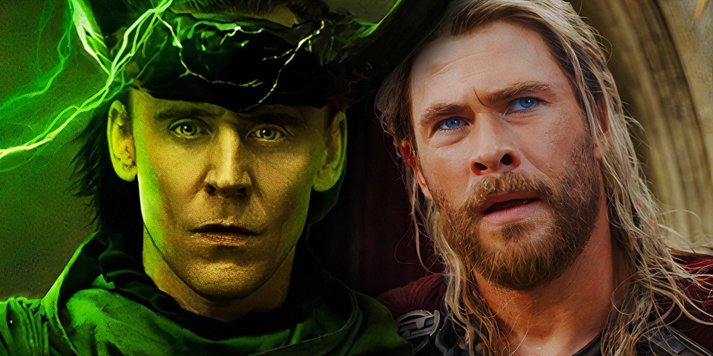 Tom Hiddleston in Loki and Chris Hemsworth in Thor Ragnarok