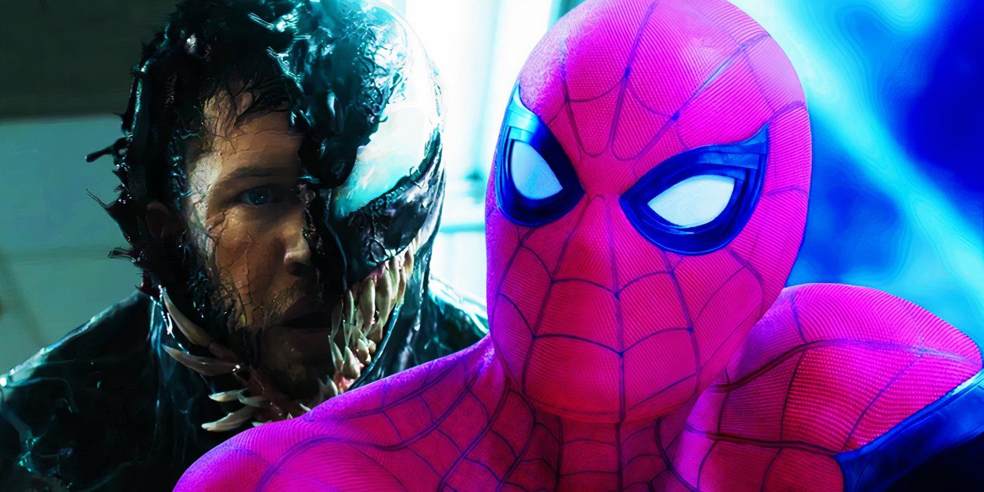 Tom Holland's Spider-Man in Spider-Man Far From with Tom Hardy's Venom in 2018's Venom