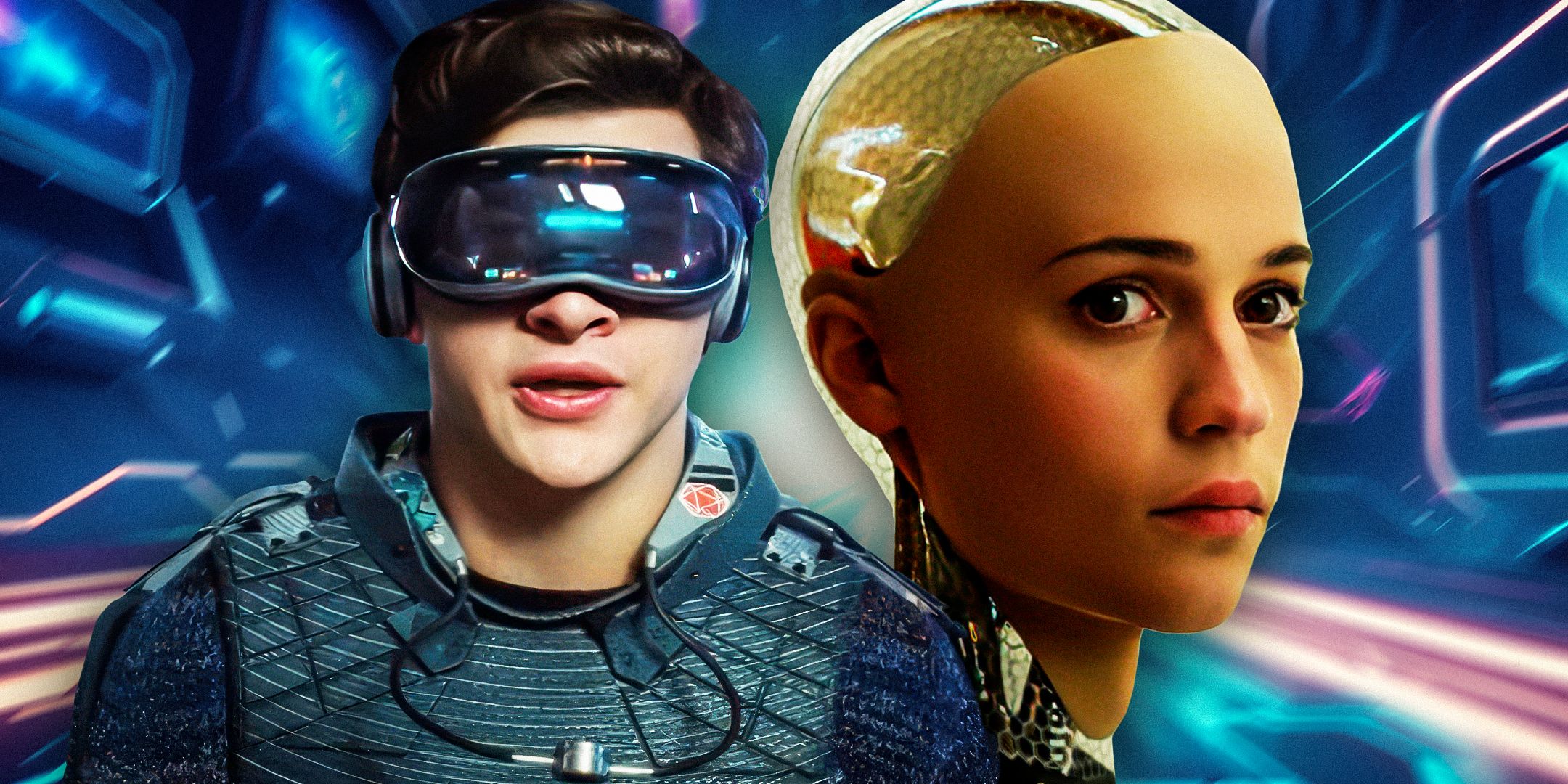 (Tye-Sheridan-as-Parzival-Wade)-from-Ready-Player-one-and-(Alicia-Vikander-as-Ava)-from-Ex-Machina
