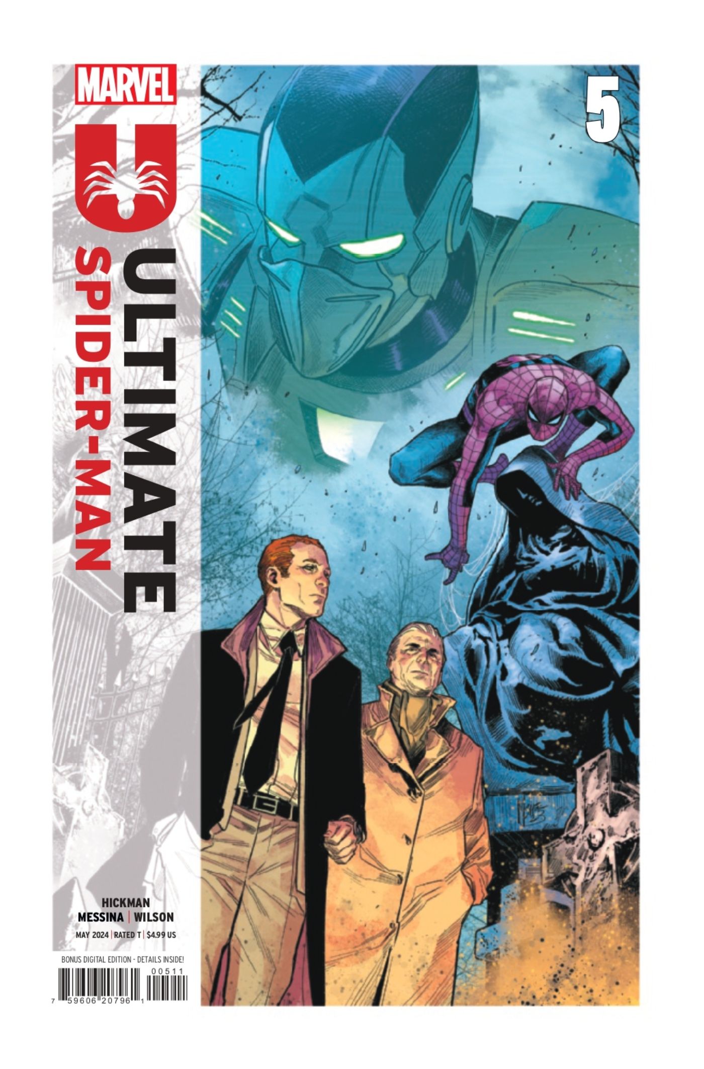 Capa de Ultimate Spider-Man #5 apresentando o Homem-Aranha e o Duende Verde.