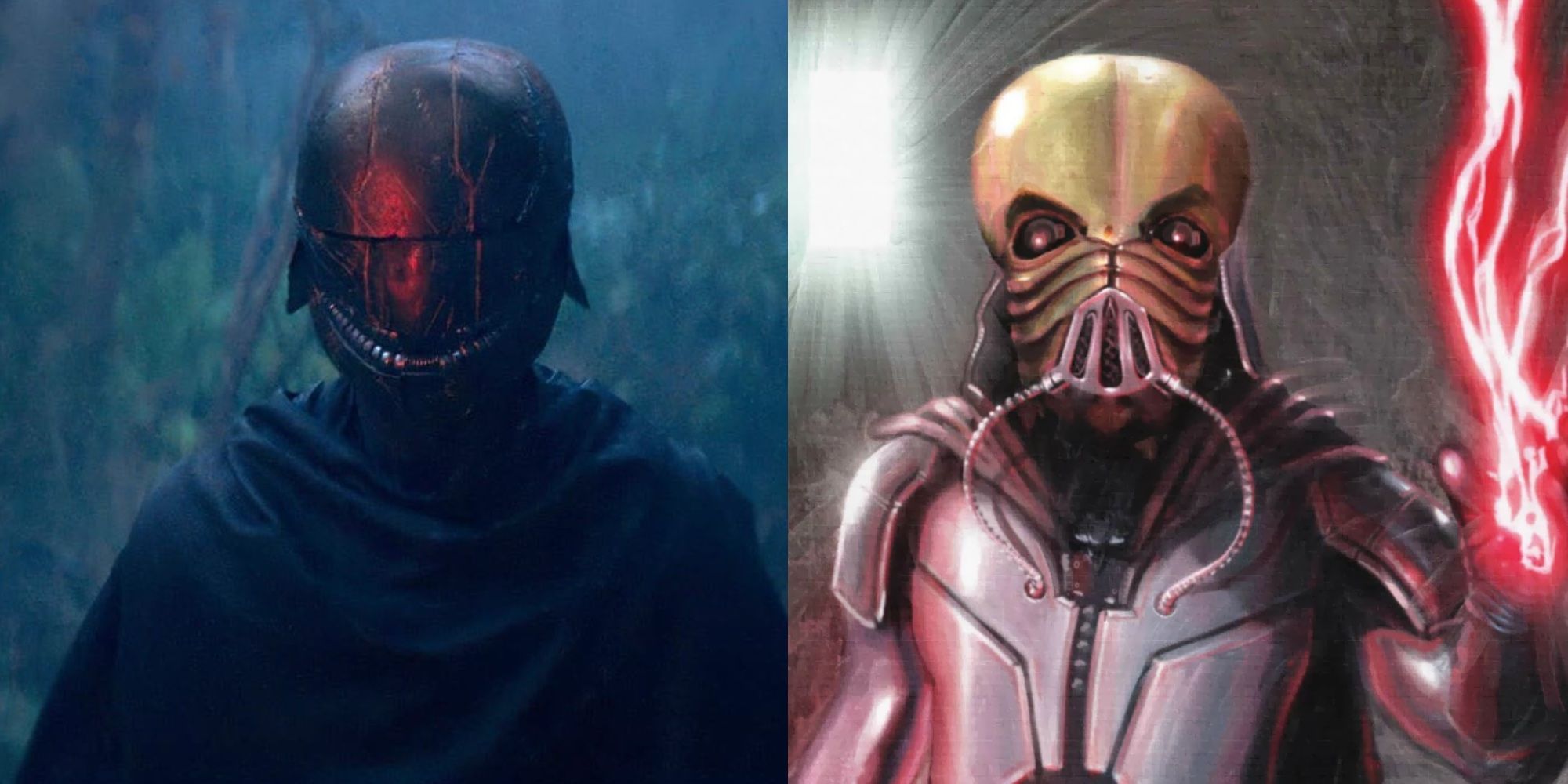 Unnamed Sith from The Acolyte next to Darth Tenebrous from Legends