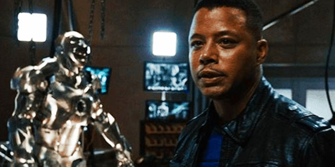 Terrence Howard als Rhodey vor seiner War Machine-Rüstung in Iron Man (2008)