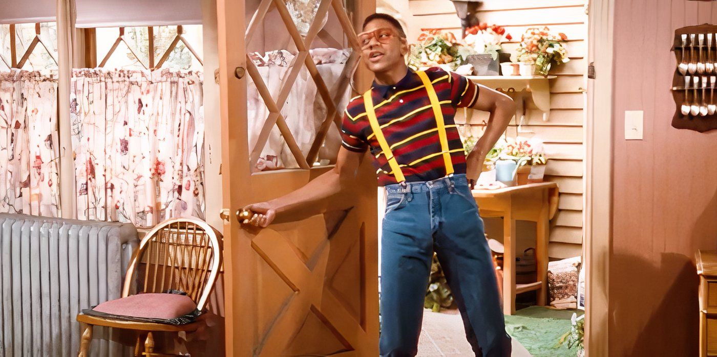 Steve Urkel irrompendo pela porta em Family Matters.