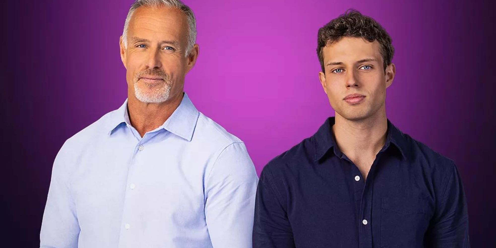 MILF Manor season 2 Jacob &amp; Ashley against purple backdrop