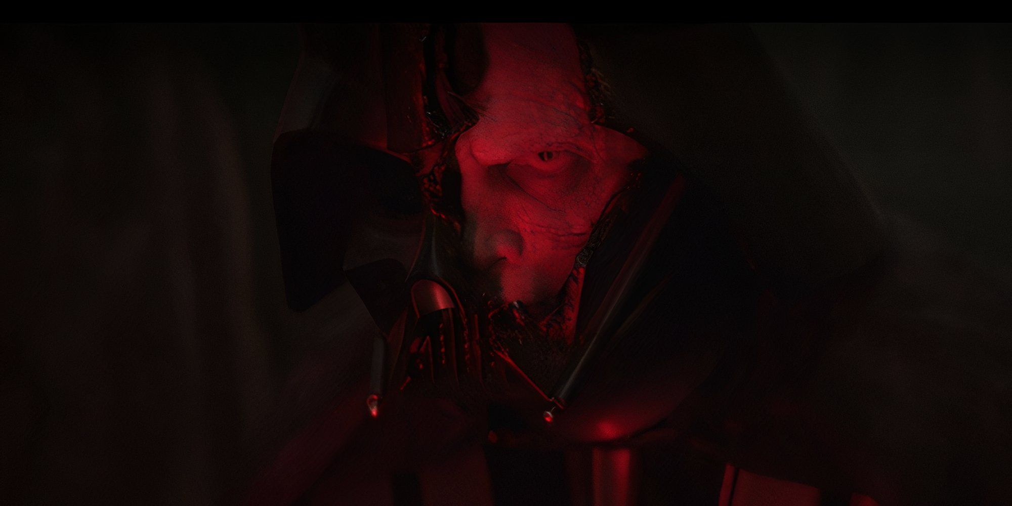 Hayden Christensen as Darth Vader looking through a broken mask in Obi-Wan Kenobi