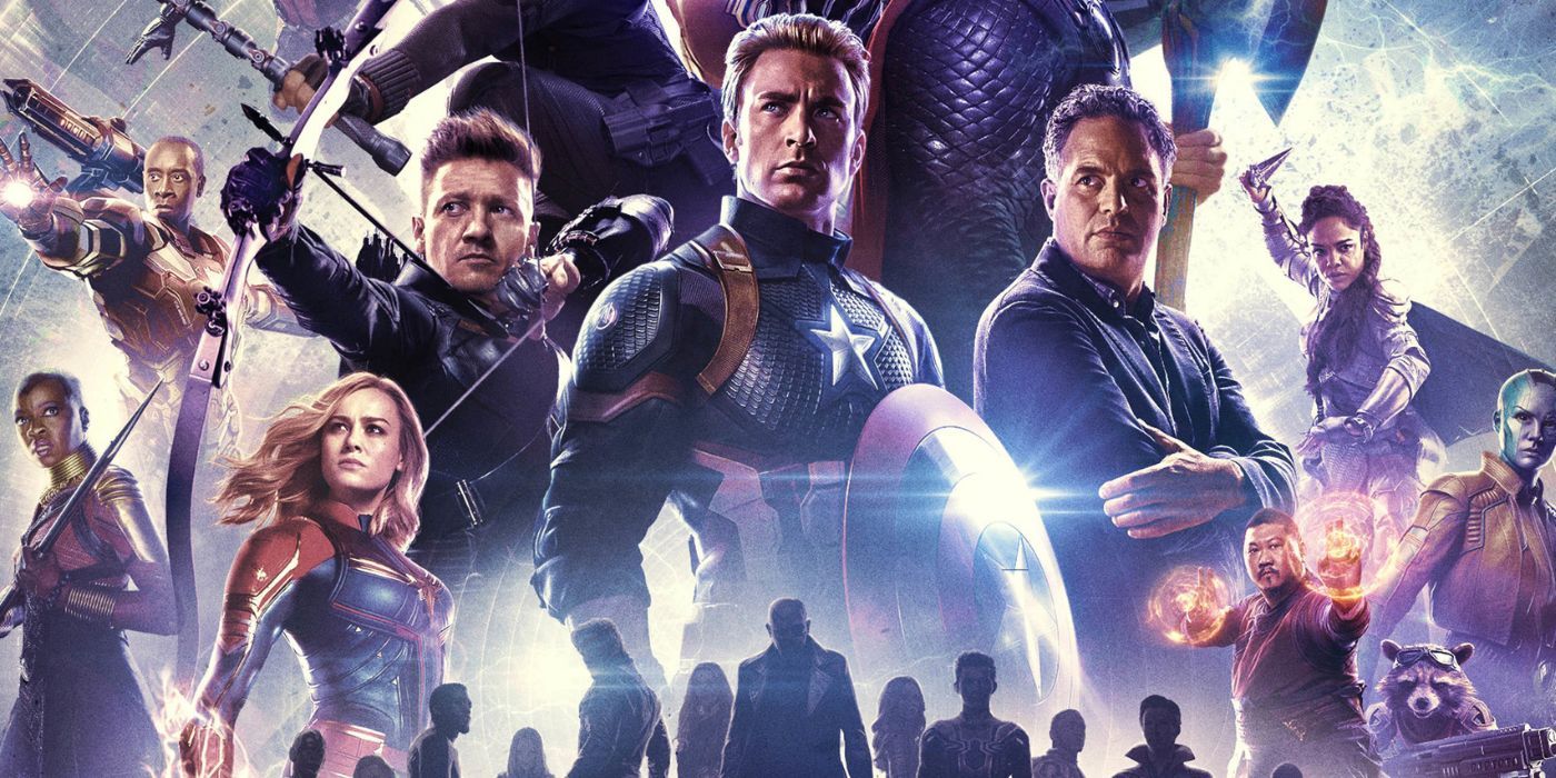 The cast of Avengers Endgame including Captain America, Bruce Banner, Hawkeye, and Captain Marvel