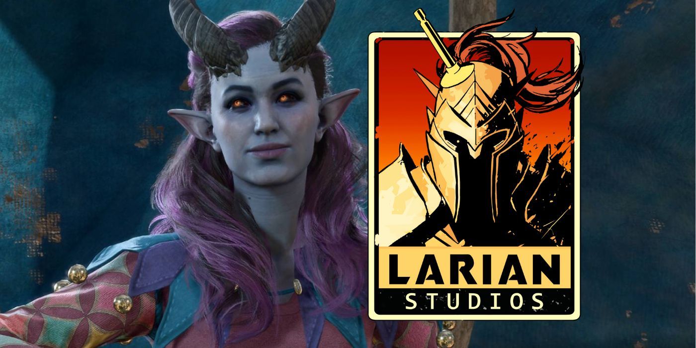 Alfira de Baldur's Gate 3 aux côtés du logo de Larian Studios