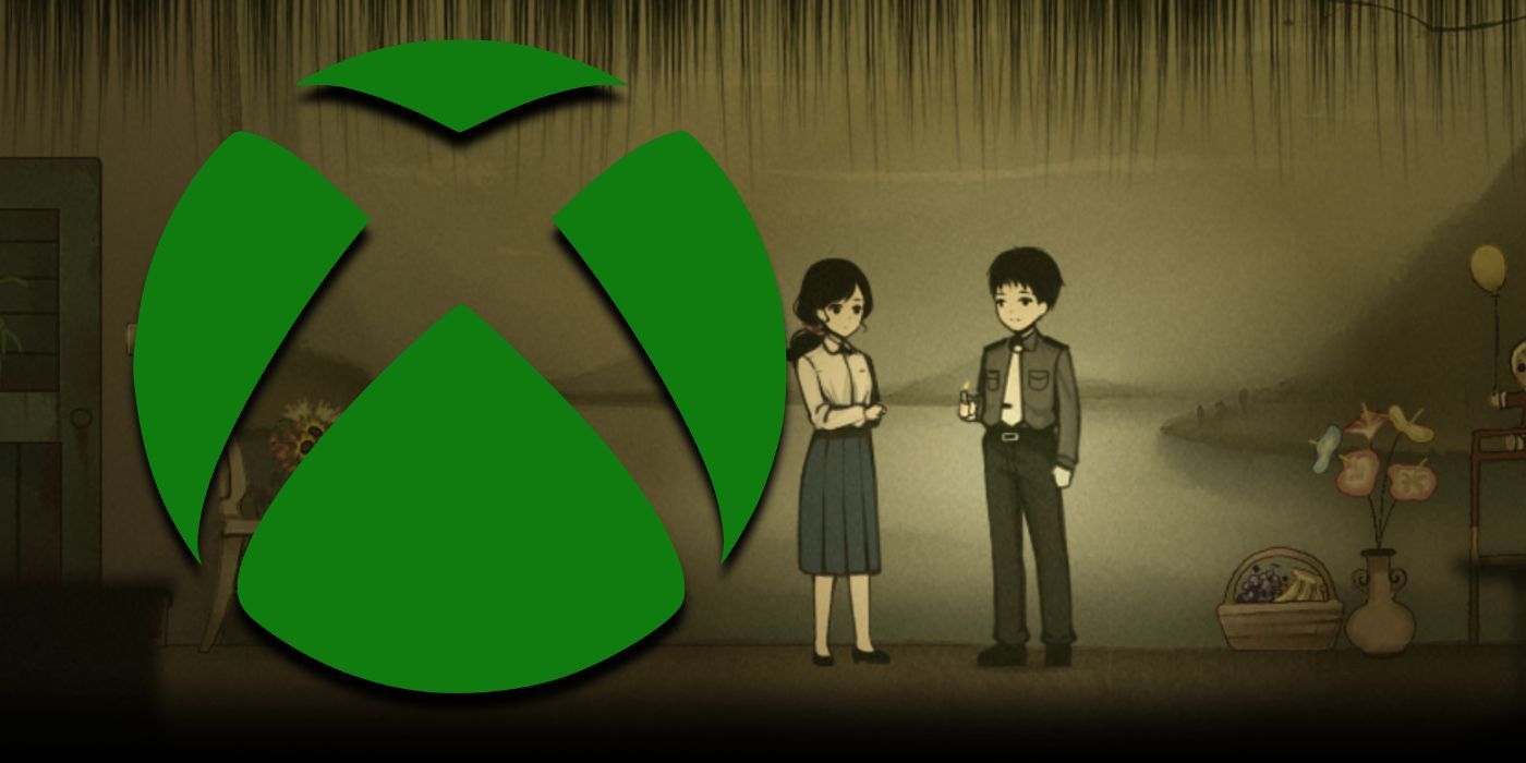 The Xbox logo alongside a couple of characters in the horror game Firework