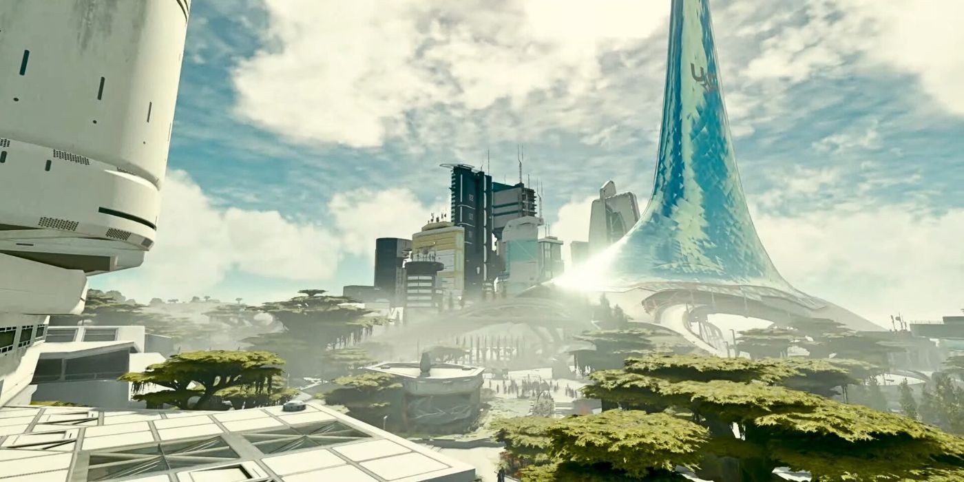 The shining city of New Atlantis in Starfield