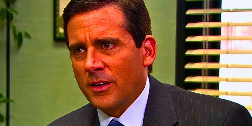Steve Carell looking serious as Michael Scott in The Office