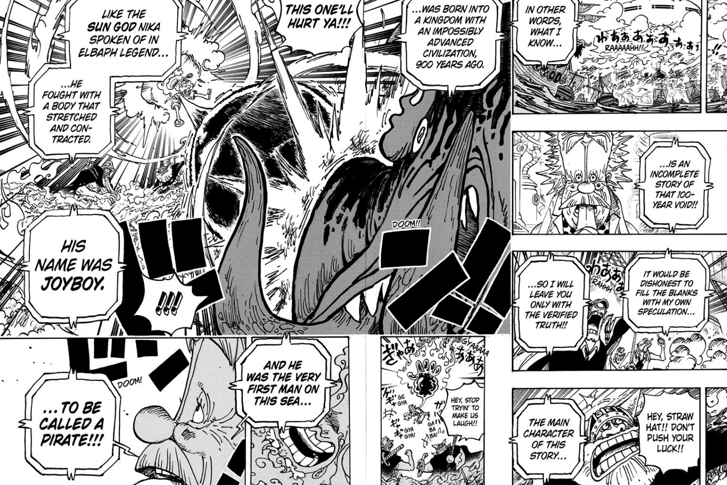 vegapunk's message reveals joyboy was from the ancient kingdom as luffy tries punching warcury again in one piece