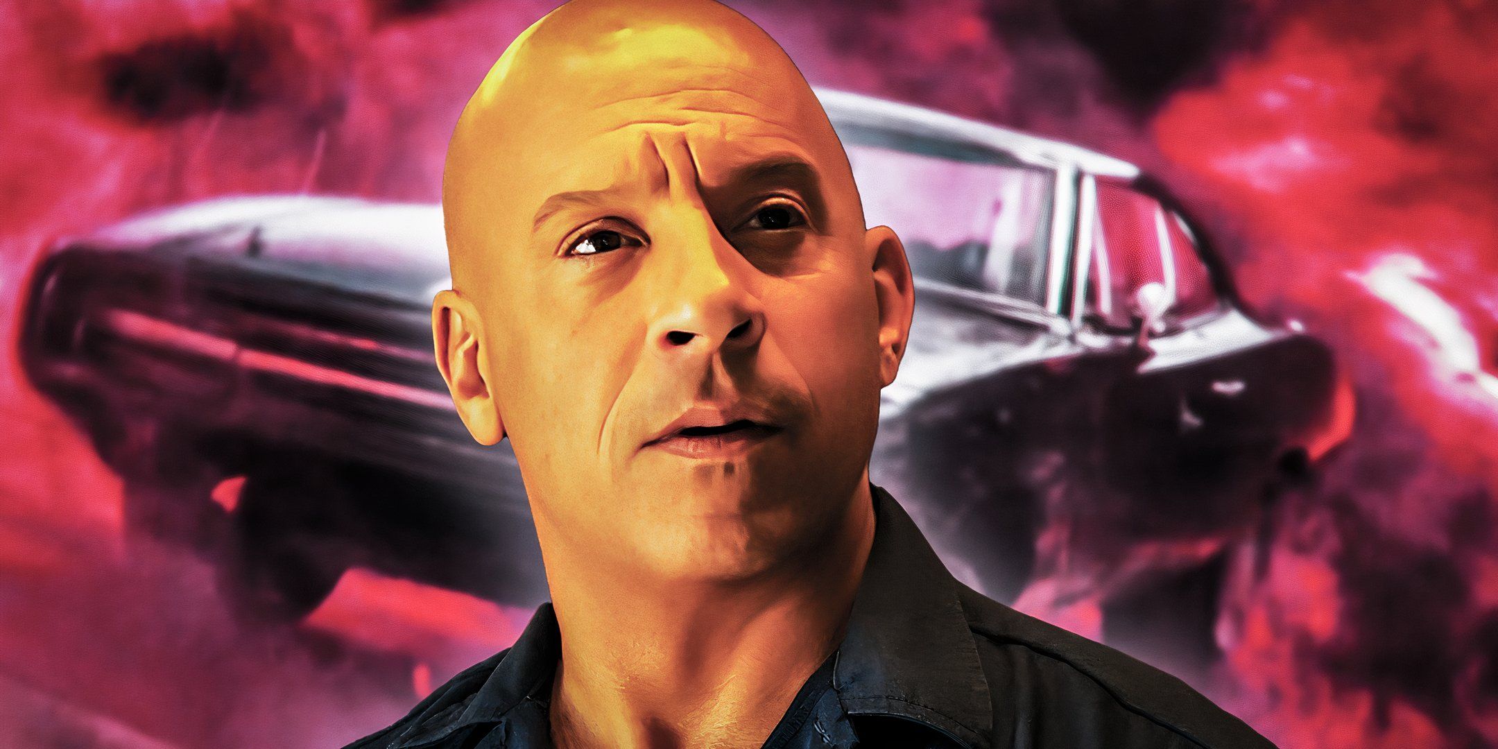Vin Diesel as Dominic Toretto in front of a car in Fast & Furious