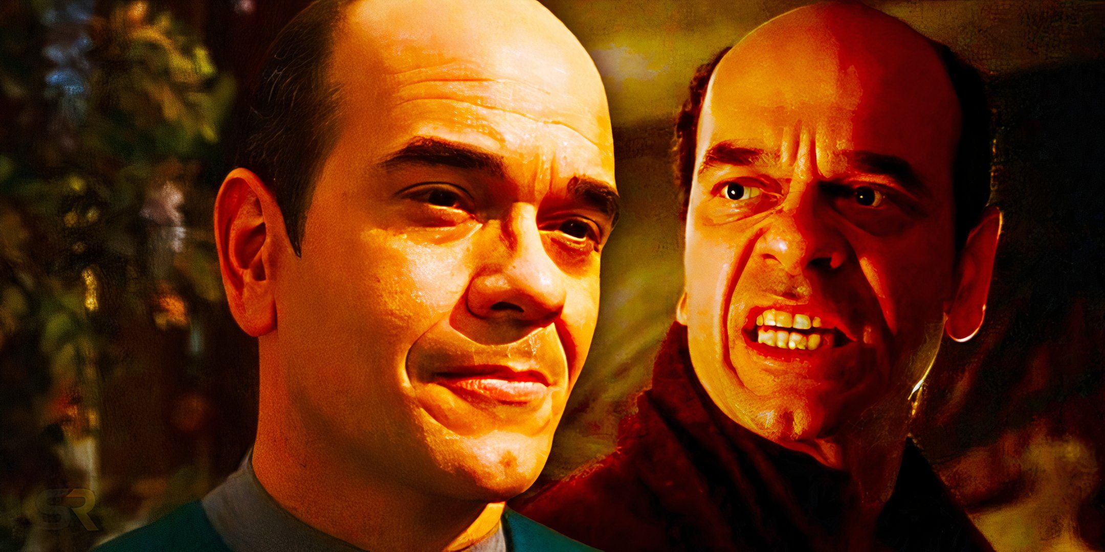 Collage of the Doctor (Robert Picardo) from Star Trek: Voyager with an image of his dark alter-ego from the episode 