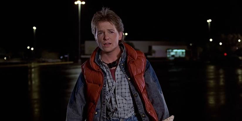 Michael J. Fox as Marty McFly looking perplexed in Back to the Future (1985).