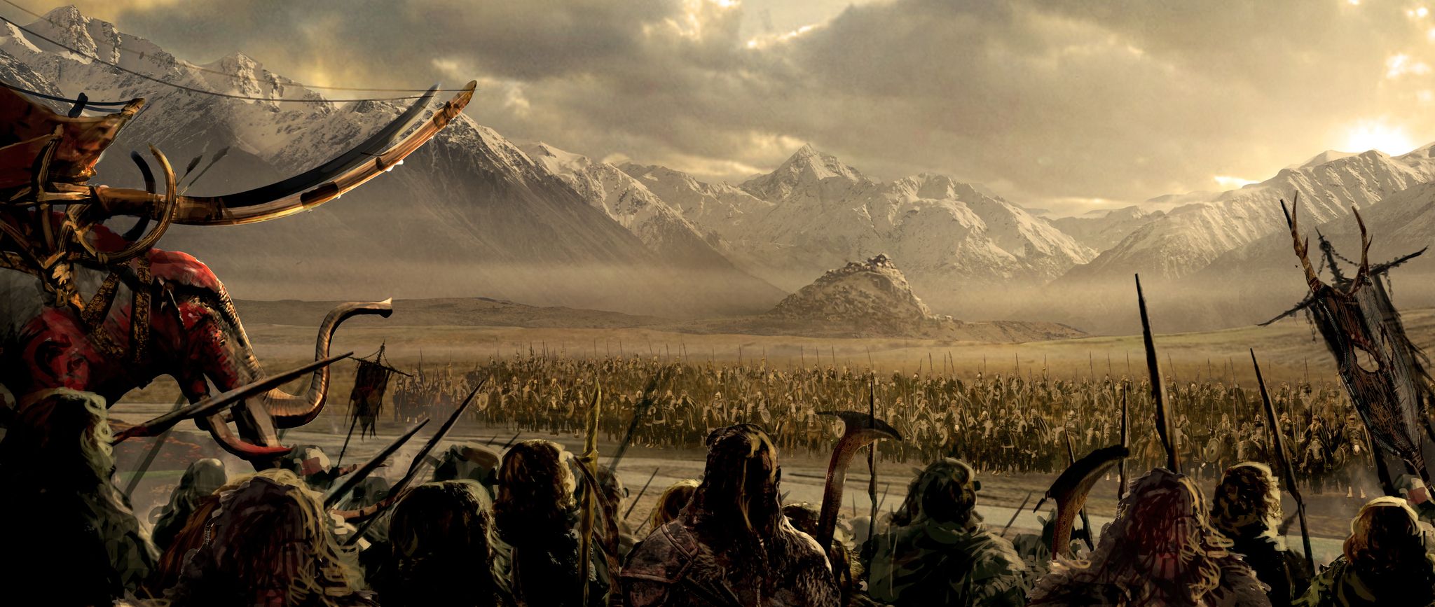 An army assembled outside Edoras in The Lord of the Rings: The War of the Rohirrim