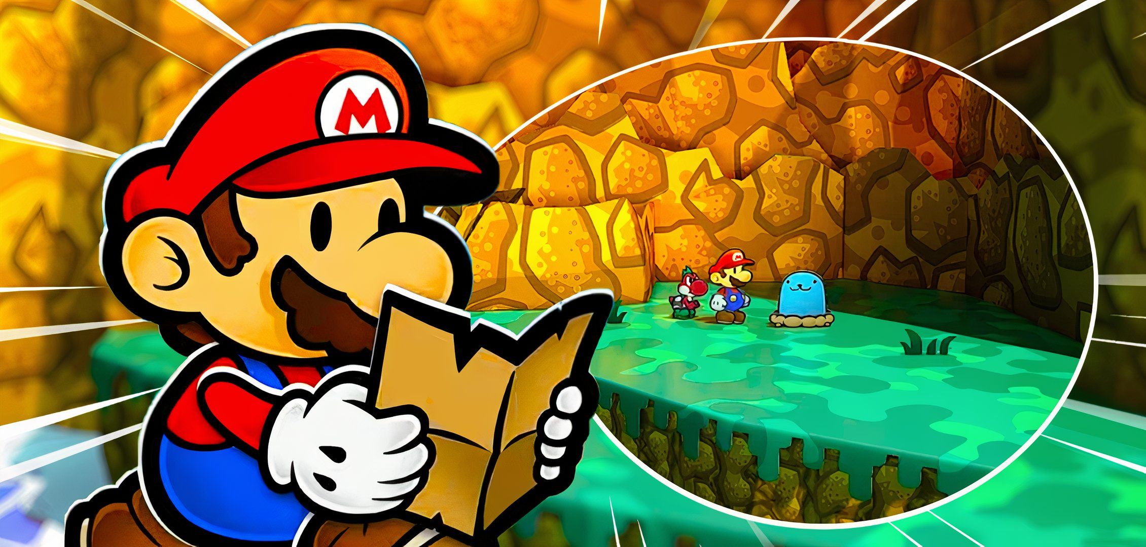 Mario looks at a map of Whacka, the secret boss from Paper Mario The Thousand-Year Door