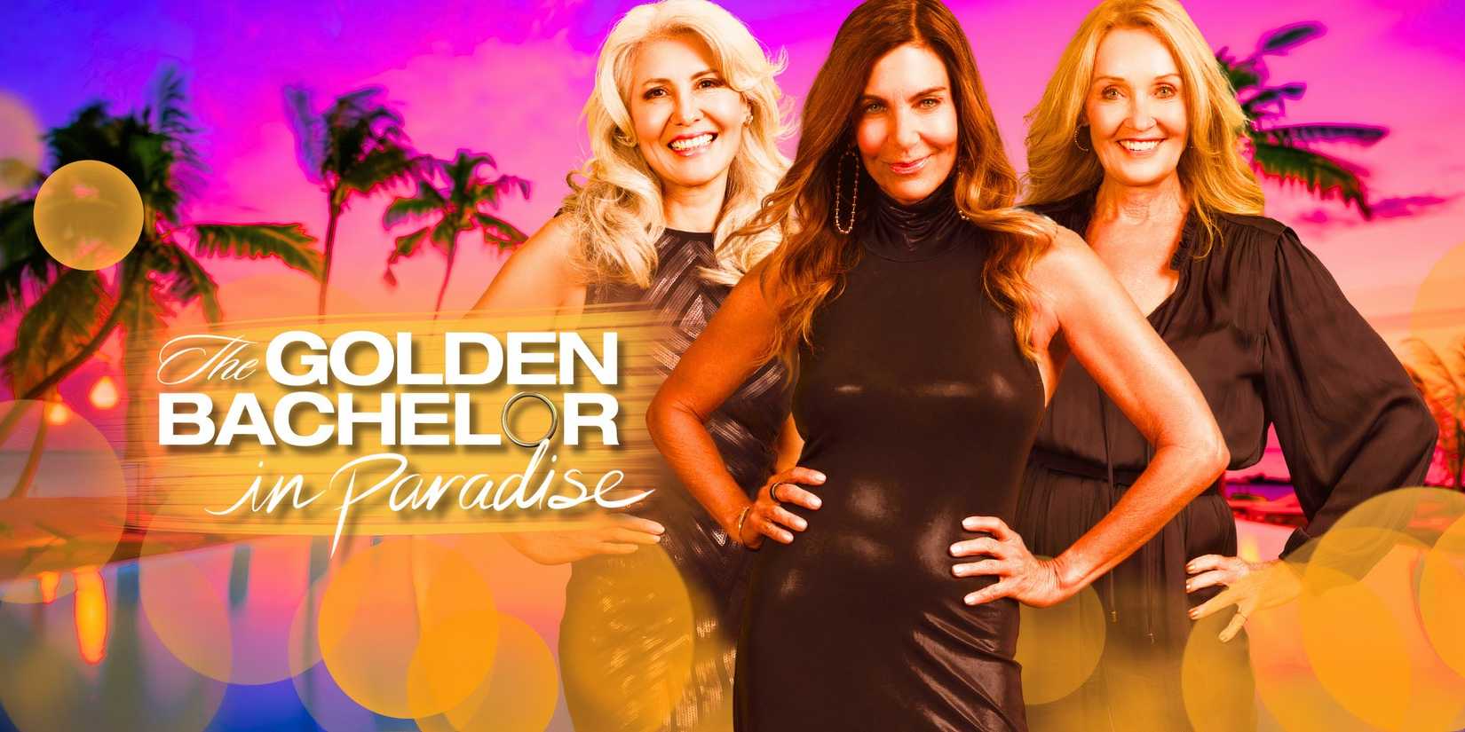 The Golden Bachelor contestants with beach background