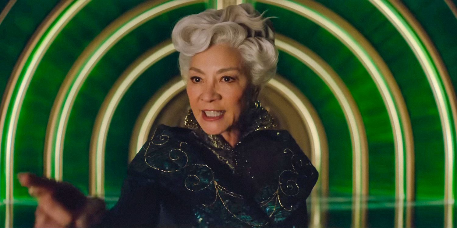Madame Morrible (Michelle Yeoh) looking furious in Wicked 