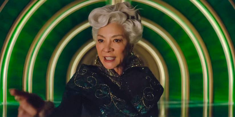 Michelle Yeoh as Madame Morrible looking furious in Wicked