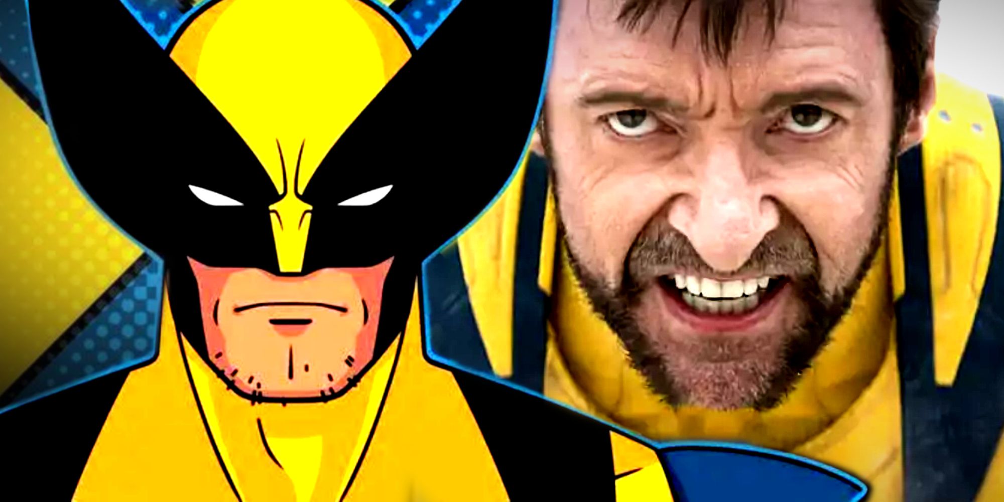 Wolverine em X-Men '97 e Hugh Jackman vestindo o traje clássico em Deadpool e Wolverine