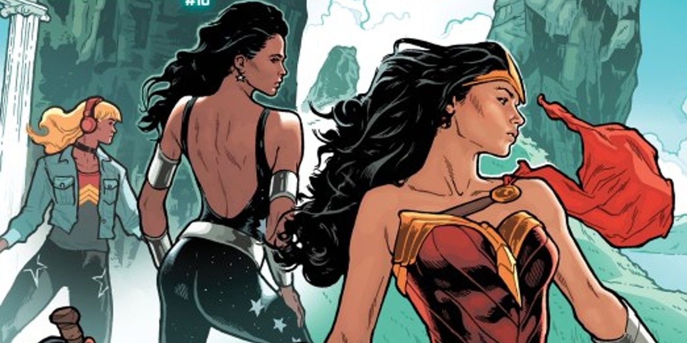 Cassie Sandsmark and Donna Troy stand next to Wonder Woman