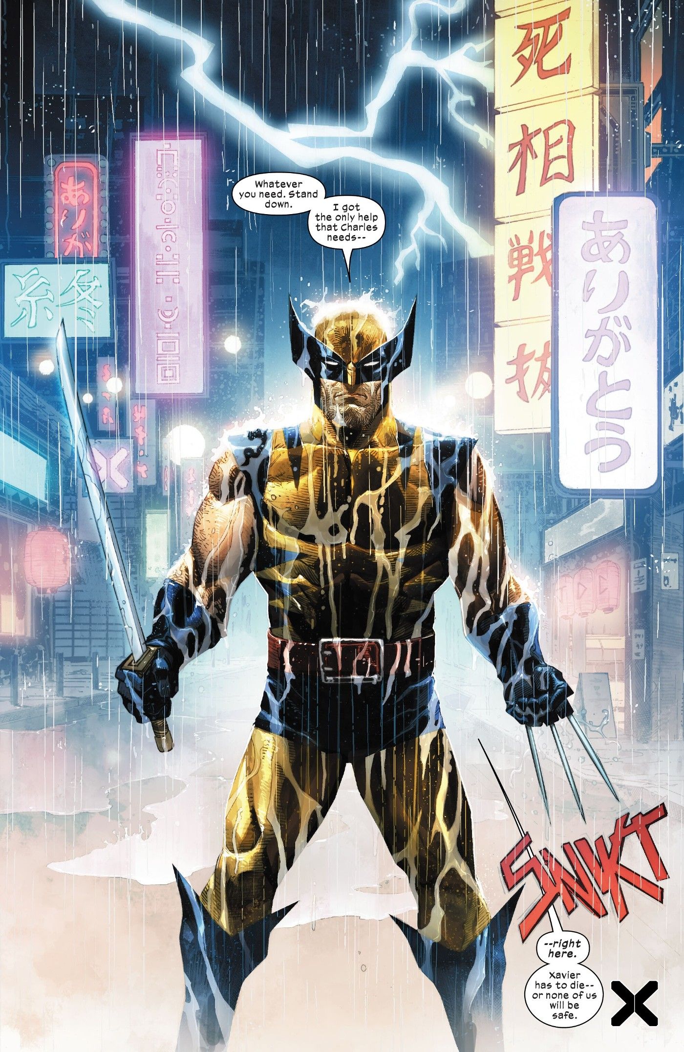 X-Men #35 Wolverine dizendo que Xavier tem que morrer