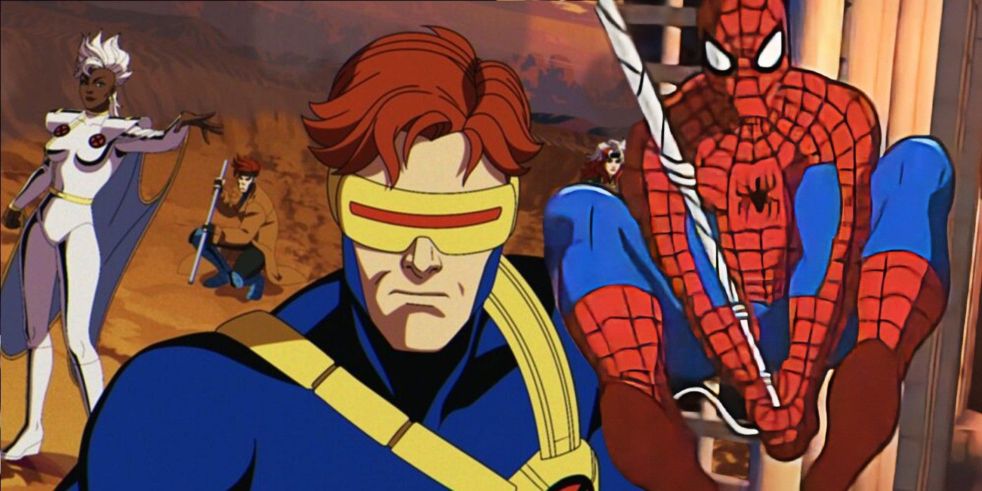 x-men 97 cyclops and storm with spider-man from spider-man the animated series