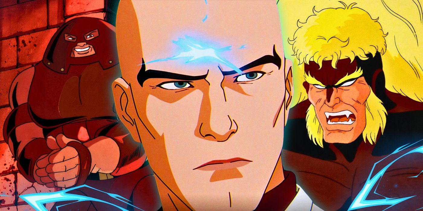 Professor X from X-Men '97 with Sabretooth and Juggernaut from X-Men: TAS
