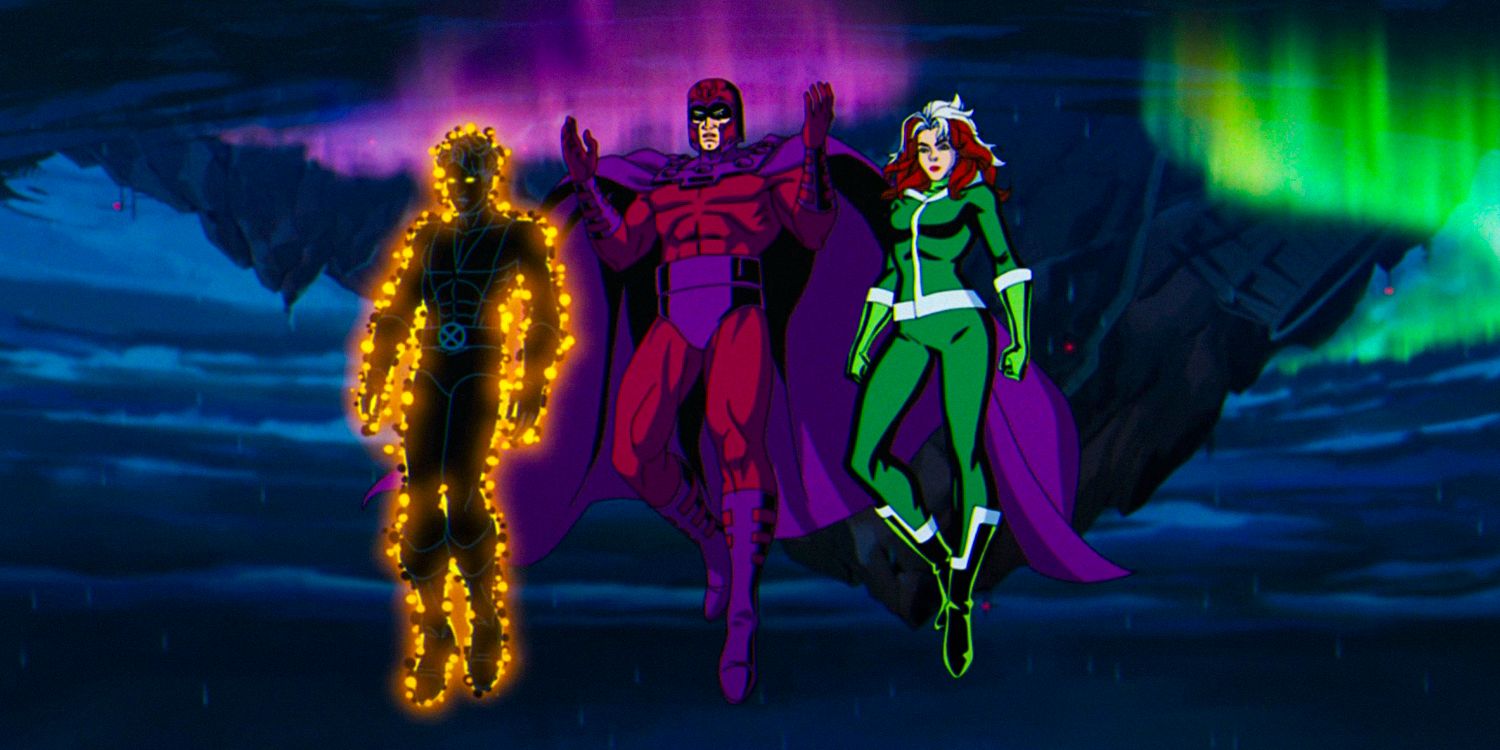 Sunspot, Rogue, and Magneto flying in X-Men '97 season 1 Ep 9