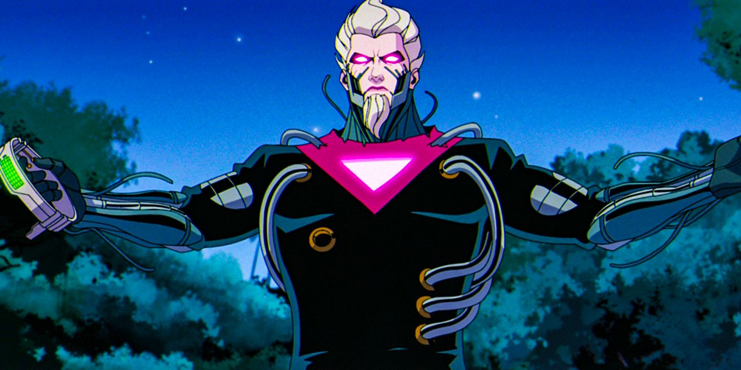 Bastion holding the inhibiting device meant to stop him in X-Men '97 season 1 episode 10
