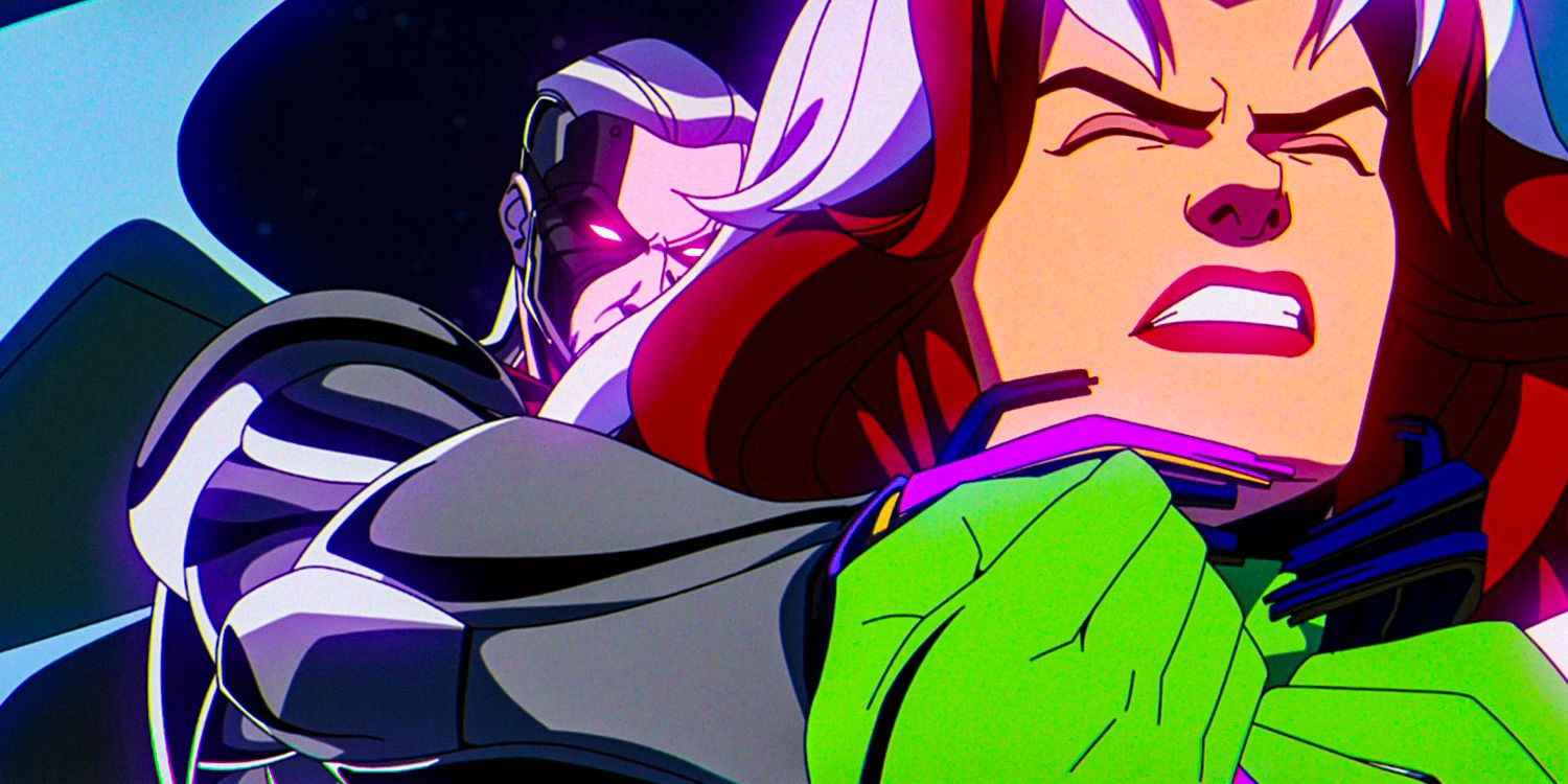 Bastion sufocando Rogue em X-Men '97, temporada 1, episódio 10