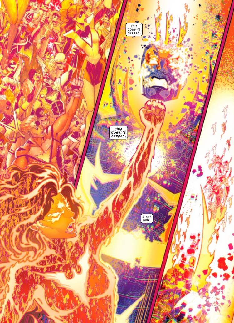 The X-Men combine their powers in the form of the Phoenix to destroy the Enigma Dominion.
