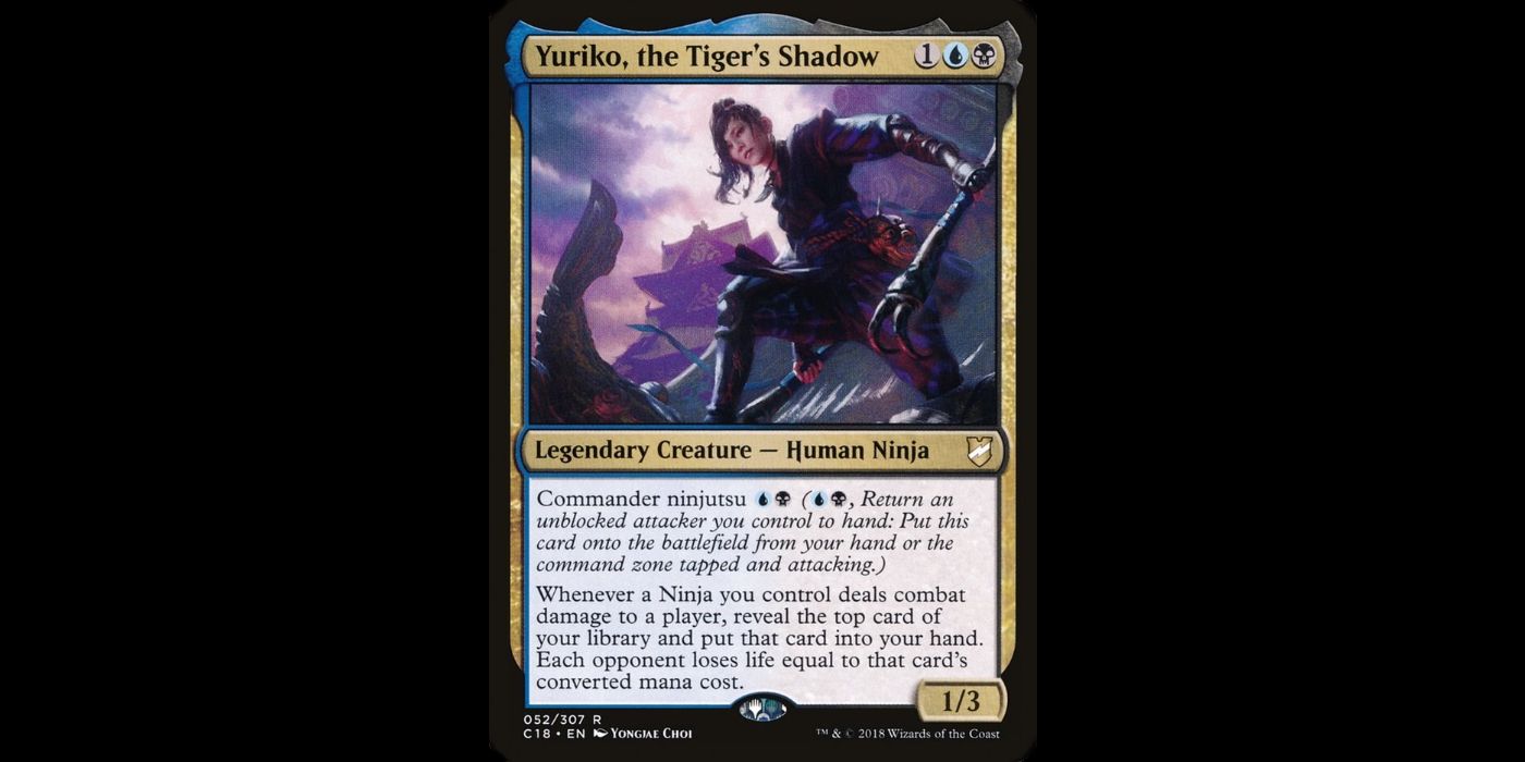 MTG card Yuriko, the Tiger's Shadow on a black background.