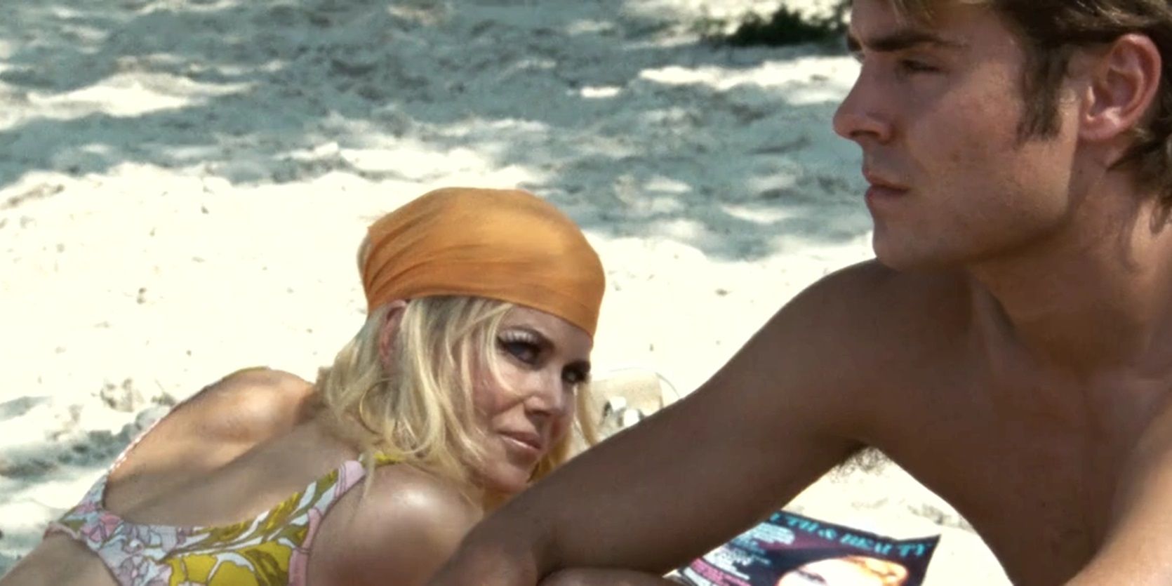 Zac Efron and Nicole Kidman on the beach in The Paperboy