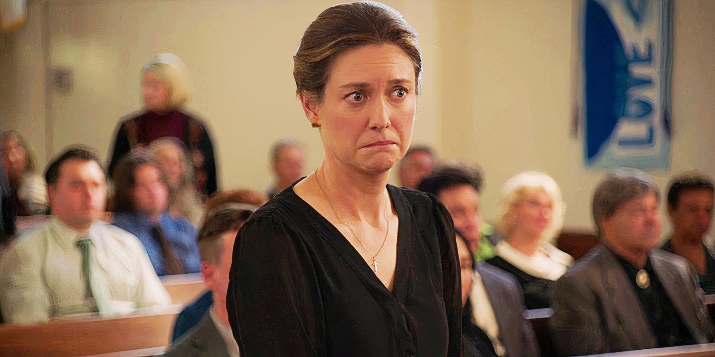 Zoe Perry as Mary at George's funeral in the Young Sheldon finale
