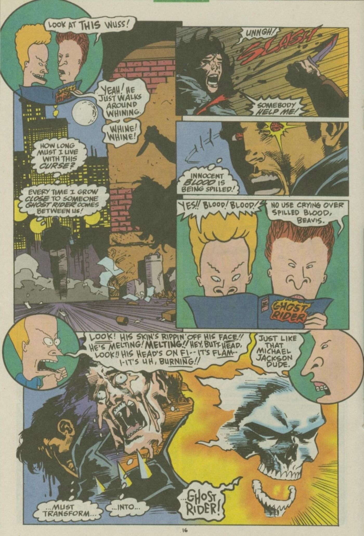 Beavis e Butt-Head ficam entusiasmados ao ler uma história em quadrinhos do Ghost Rider.
