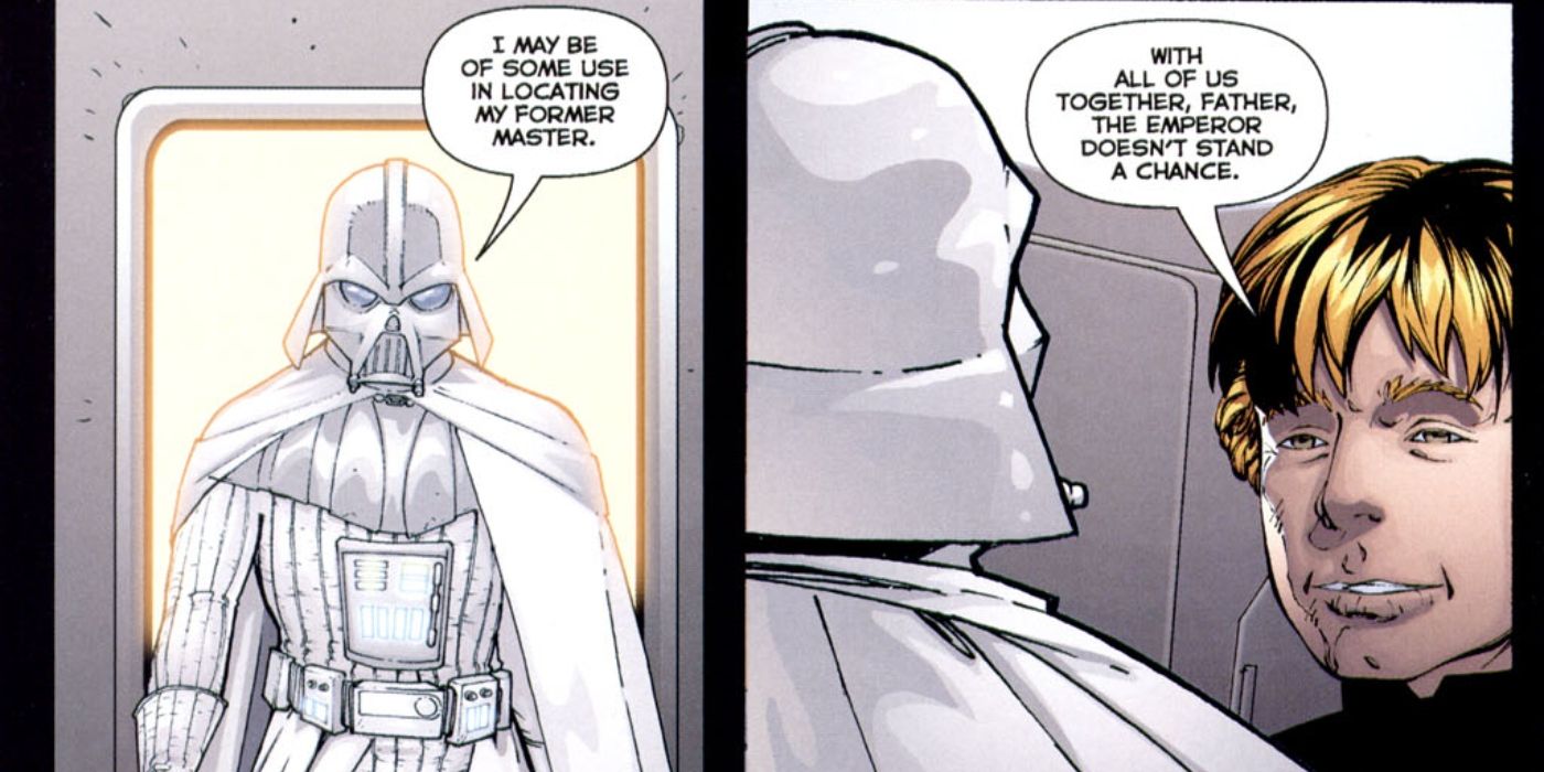 Darth Vader se tornando um Jedi novamente em Star Wars: Infinities.