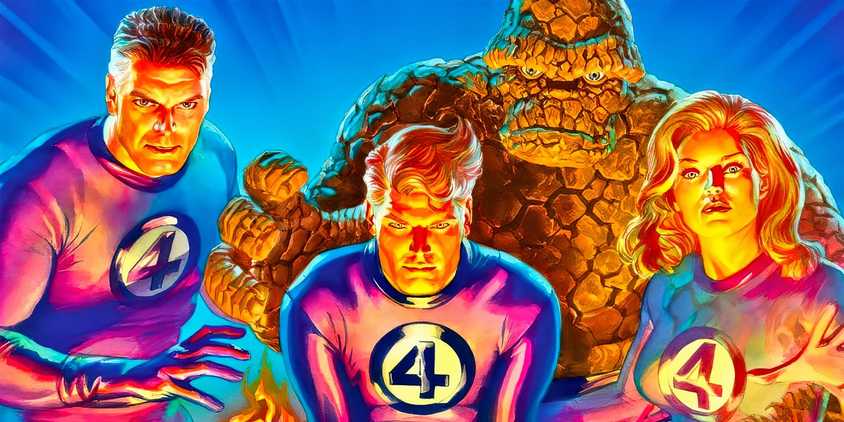 The Fantastic Four by Alex Ross, showing the team standing together.