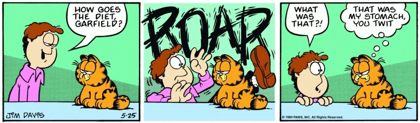 Garfield mad at Jon for putting him on a diet.