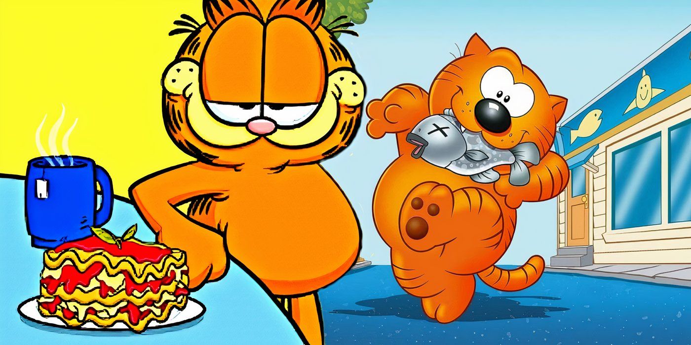 Heathcliff and Garfield standing together.