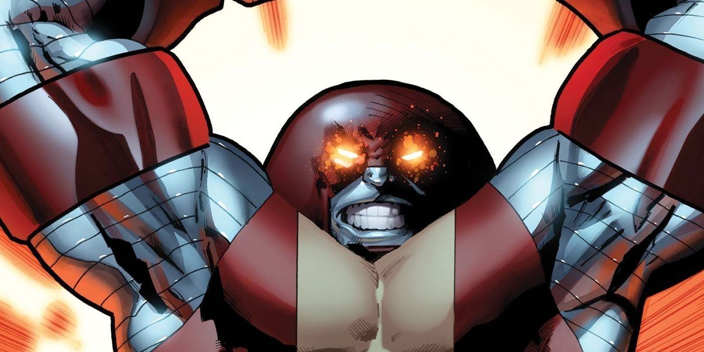 Colossus Juggernaut with his arms up, ready to smash.